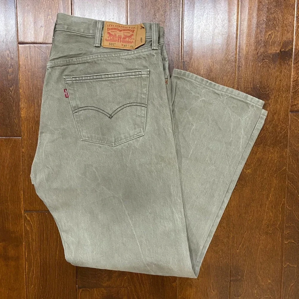 Levi's 501 XX Shrink To Fit Classic Straight Leg Khaki Tan Denim Jeans 40 x 32